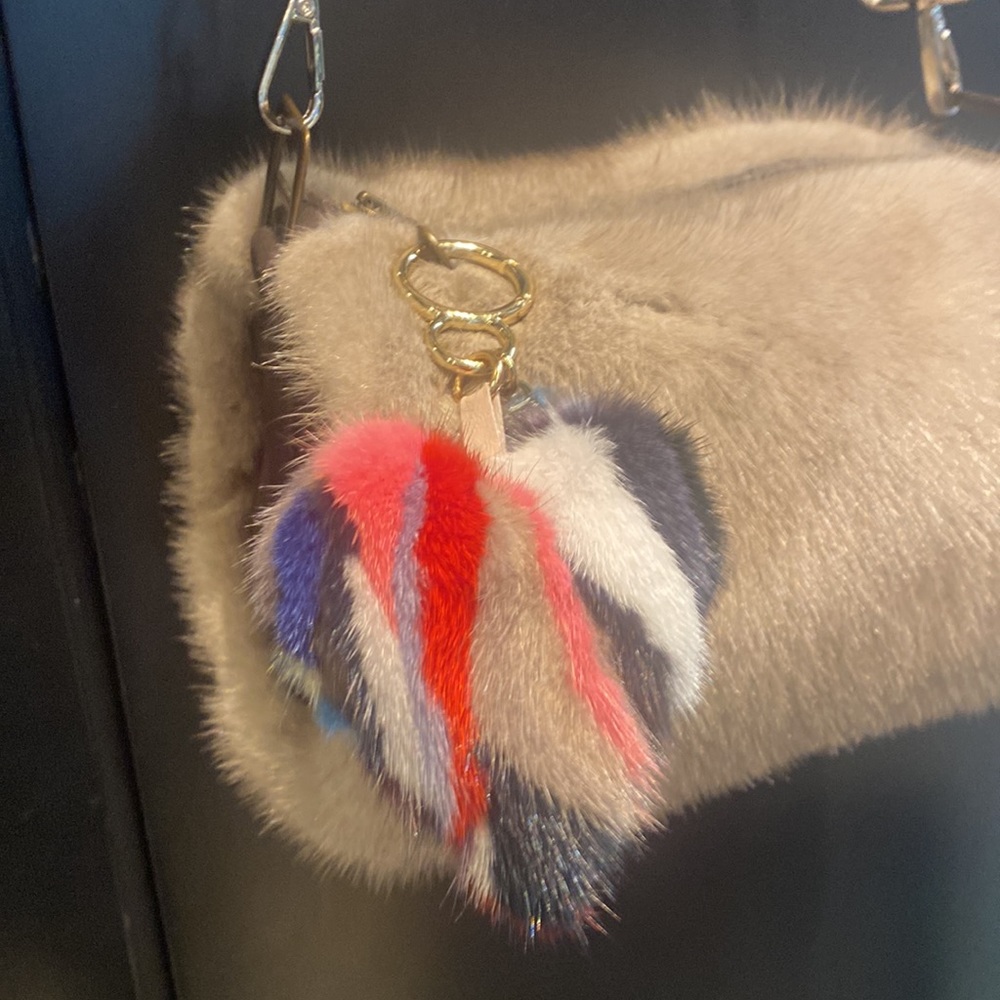 Mink Hearts Bag Charms and Keychains. Genuine Mink Fur.